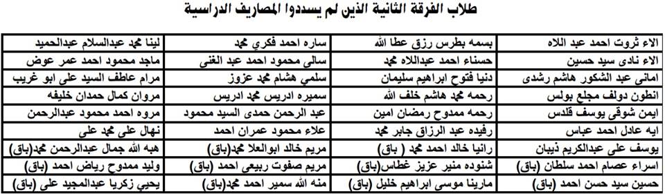 إعلان لطلاب الفرقة الثانية