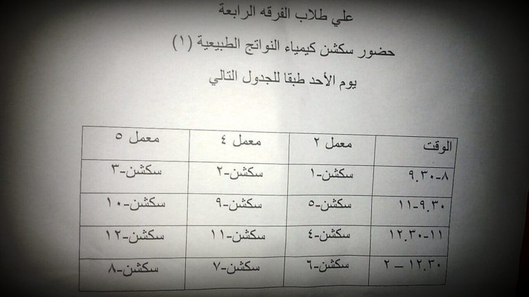 إعلان هام لطلاب الفرقة الرابعة