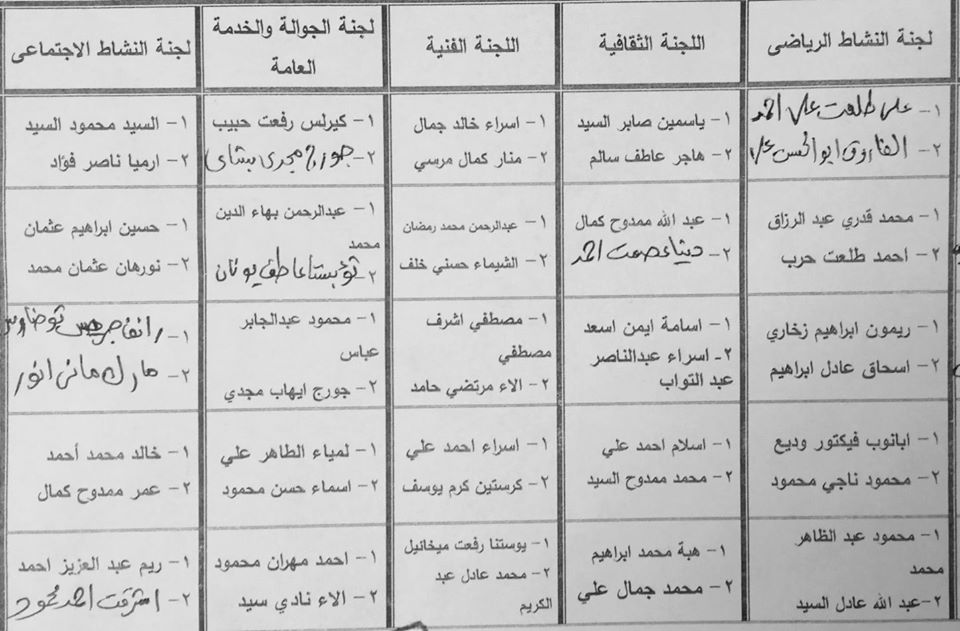 إعلان هام  لإقامة إنتخابات أمناء اللجان و الأمناء المساعدين على مستوى الكلية