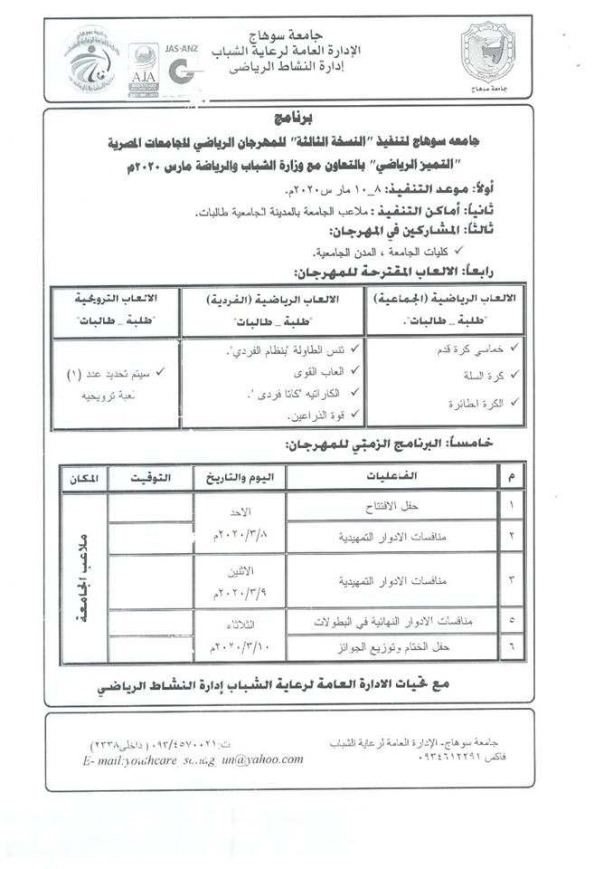 المهرجان الرياضى للجامعات المصرية 🏆💪