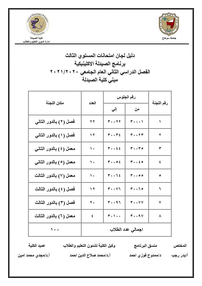 إعلان هام عن أرقام جلوس ودليل لجان المستوى الثالث لإمتحانات الفصل الدراسى الثانى