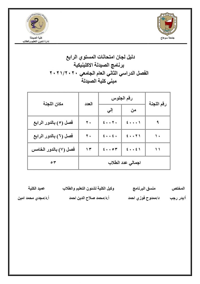 إعلان هام عن أرقام جلوس ودليل لجان المستوى الرابع لإمتحانات الفصل الدراسى الثانى