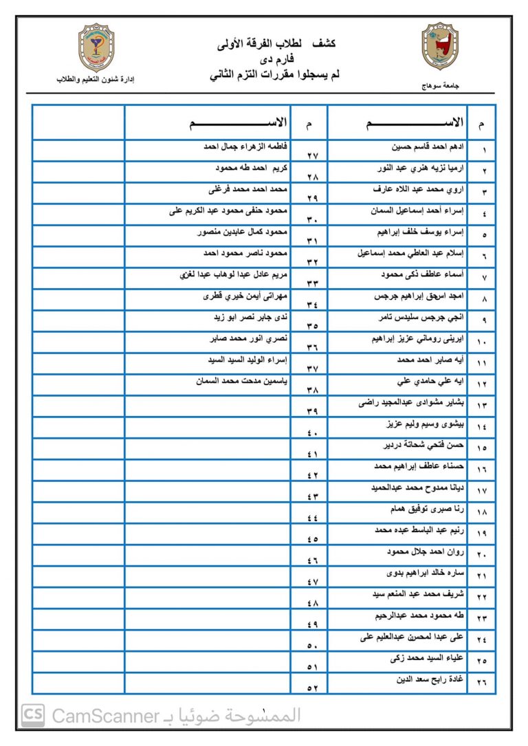  إعلان هام  لطلاب الفرقة الأولى فارم دى جينيرال