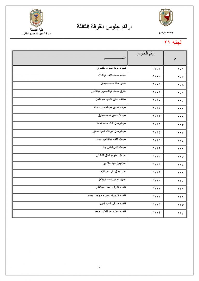 إعلان هام عن أرقام جلوس الفرقة الثالثة