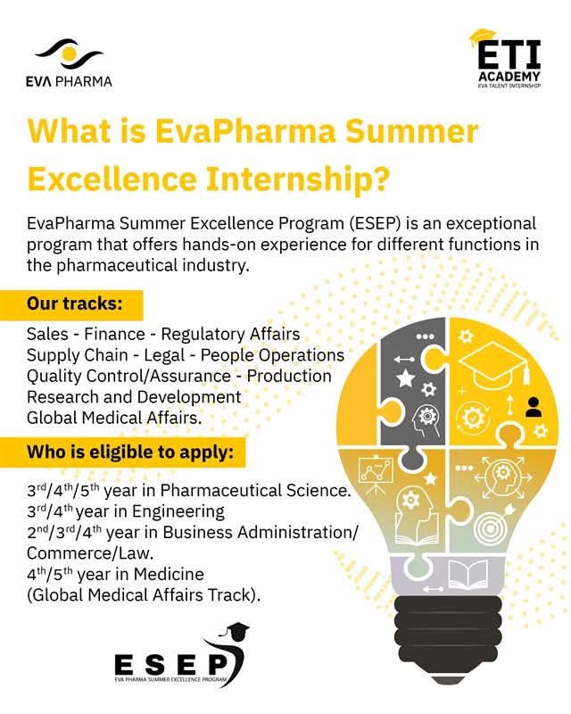 تدريب صيفى بشركة إيفا للأدوية لطلاب الكلية