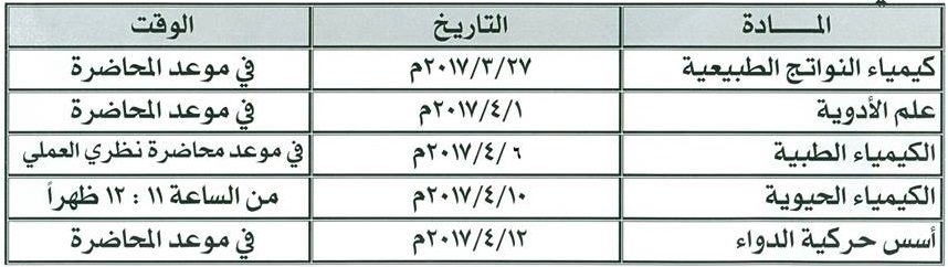 تعديل مواعيد إمتحانات  أعمال السنة للفرقة الثالثة ( قديم )
